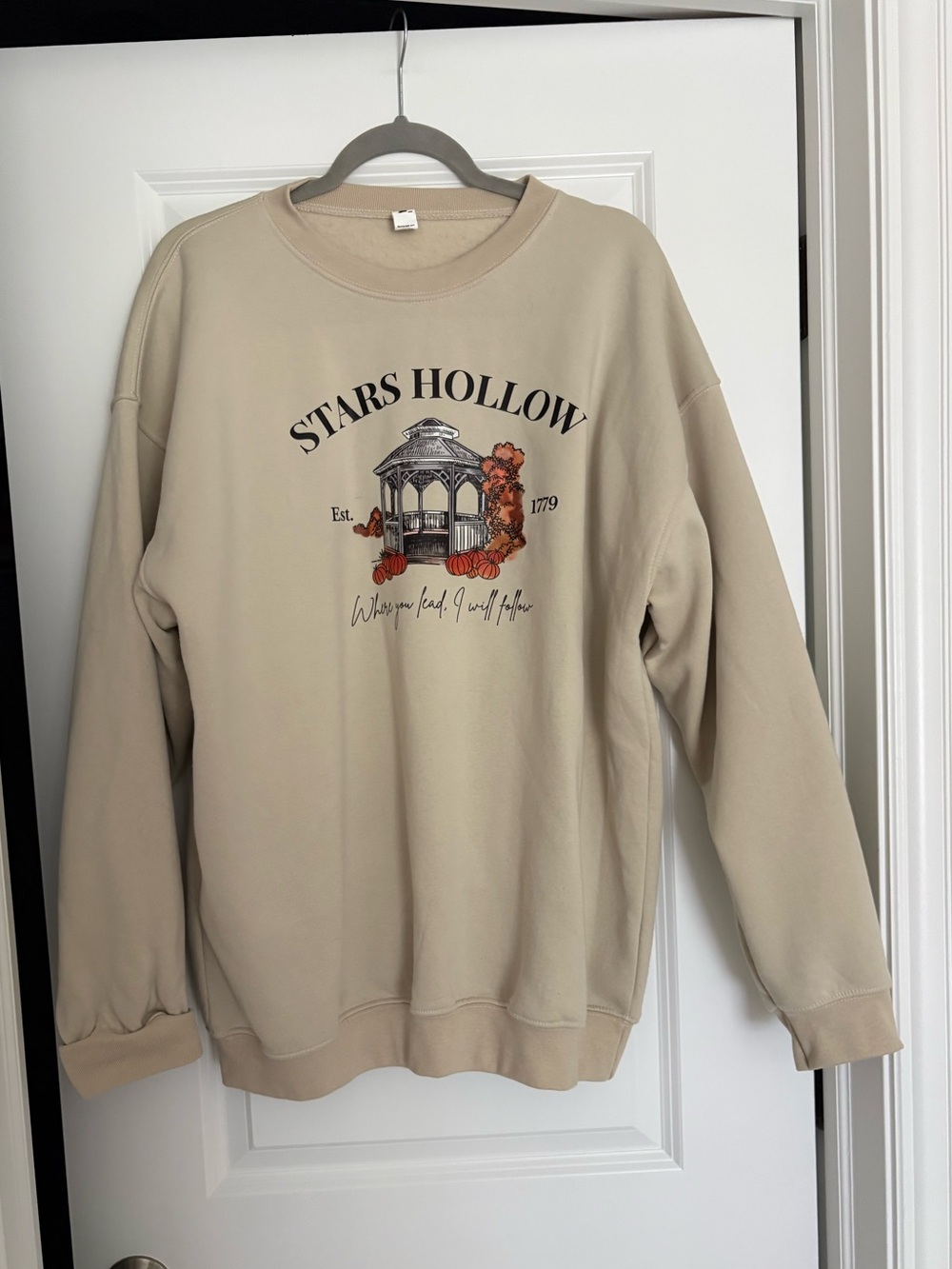 Stars Hollow Gilmore Girls Graphic Crewneck Sweatshirt XL Beige Oversized Fall
